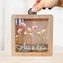 Personalized Piggy Bank, 6.7"x6.7" Wooden Money Banks for Kids, Custom Gifts for Boys and Girls, Personalized Piggy Bank for Girls
