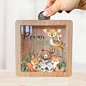 MDPrints Global Personalized Piggy Bank, 6.7"x6.7" Wooden Money Banks for Kids, Custom Gifts for Boys and Girls, Personalized Piggy Bank for Girls