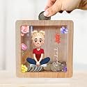 Personalized Piggy Bank, 6.7"x6.7" Wooden Money Banks for Kids, Custom Gifts for Boys and Girls, Personalized Piggy Bank for Girls
