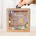 MDPrints Global Personalized Piggy Bank, 6.7"x6.7" Wooden Money Banks for Kids, Custom Gifts for Boys and Girls, Personalized Piggy Bank for Girls
