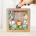 Personalized Piggy Bank, 6.7"x6.7" Wooden Money Banks for Kids, Custom Gifts for Boys and Girls, Personalized Piggy Bank for Girls