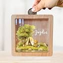 Personalized Piggy Bank, 6.7"x6.7" Wooden Money Banks for Kids, Custom Gifts for Boys and Girls, Personalized Piggy Bank for Girls