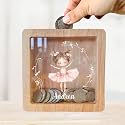 MDPrints Global Personalized Piggy Bank, 6.7"x6.7" Wooden Money Banks for Kids, Custom Gifts for Boys and Girls, Personalized Piggy Bank for Girls