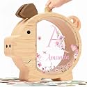 Personalized Piggy Bank, Wooden Money Banks for Kids, Custom Gifts for Boys and Girls, Personalized Piggy Bank for Girls (DK03 Wildflower)