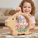 Personalized Piggy Bank, Wooden Money Banks for Kids, Custom Gifts for Boys and Girls, Personalized Piggy Bank for Girls