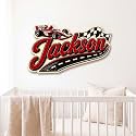Personalized Race Car Sign for Kids Room 2-Layer Wooden Wall Plywood Decor