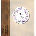 Personalized Round Floral Name Plate for Home Entrance Outdoor | Custom Family Name Board | Wooden Wall Door Name Sign | Name Plate Sign Board for Home &amp; Office (30x30 CM)