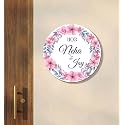 Personalized Round Floral Name Plate for Home Entrance Outdoor | Custom Family Name Board | Wooden Wall Door Name Sign | Name Plate Sign Board for Home & Office (30x30 CM)