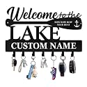 Personalized Rowing Key Holder Wall Mount, Lake Metal Key Hanger for Wall, Custom Name Camping Keys Hanger Gifts for Family, Decorative Paddle Board Keys Hooks Color03