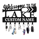 Personalized Rowing Key Holder Wall Mount, Paddle Board Metal Key Holder for Wall, Custom Name Keys Hanger Gifts for Family, Decorative Fishing Keys Hooks Color01