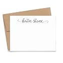 Personalized Stationery for Women, Modern Script FLAT Note Cards with Envelopes, Personalized Stationary Set for Women, Your Choice of Colors and Quantity