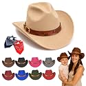 Personalized Toddler Cowboy Hat for Boy Girl, Western Cowgirl Hat 3 Sizes for Baby Kids Adult, Custom Leather Hatband