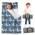 Personalized Toddler Nap Mat with Pillow and Blanket, Monogram Nap Mats for Preschool Daycare, Custom Thickened Large 55”x22.5” Sleeping Bag for Kids, Rollup Sleeping Mat for Boys Girls Gift