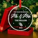 Personalized Wedding Ornament 2025 – Mr and Mrs Crystal Keepsake, First Christmas Married Decoration, Future Newlywed Gift, Just Married Ornament, Unique Bridal Shower Present for Couples