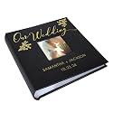 Personalized Wedding Photo Album, Custom Engraved Picture Album, Holds 200 4" x 6" Photos, Leatherette and Laser Engraved Scrapbook, Our Wedding, Black