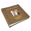 Personalized Wedding Photo Album, Custom Engraved Picture Album, Holds 200 4" x 6" Photos, Leatherette and Laser Engraved Scrapbook, Happily Ever After, Brown