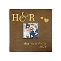 Personalized Wedding Photo Album, Holds 200 4" x 6" Photos, Engraved Couples Initials Leatherette Picture Album, Wedding Engagement Gift, Brown Photo Album
