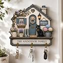 Personalized Welcome Key Holder Wooden Sign, Housewarming Gift for Family
