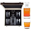 Personalized Whiskey Decanter Set for Men, Father's Day Birthday Gifts,Rectangle Wooden Box Whiskey Glasses Custom Liquor Decanter for Dad Boyfriend Birthday Retirement Gifts