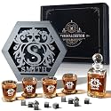 Personalized Whiskey Decanter Set for Men Home Bar Custom Liquor Decanters Wooden Box Whiskey Glasses Gift for Husband Dad Grandpa Birthday Wedding Anniversary Valentine's Day Christmas