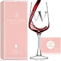 Personalized Gifts for Women Mom Friend Wife Her, Initial Wine Glasses Custom Gift, Happy Birthday Gifts for Women Mom Wife Best Friend Sister, 15.5Oz (W)