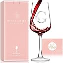 Personalized Gifts for Women Mom Friend Wife Her, Initial Wine Glasses Custom Gift, Happy Birthday Gifts for Women Mom Wife Best Friend Sister, 15.5Oz (G)