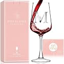 Personalized Gifts for Women Mom Friend Wife Her, Initial Wine Glasses Custom Gift, Happy Birthday Gifts for Women Mom Wife Best Friend Sister, 15.5Oz (M)