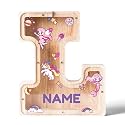 Personalized Wooden Letter Piggy Bank for Kids | Custom Name Alphabet Coin Bank A–Z | Money Saving Box for Boys and Girls | Birthday Gift for Children (L)