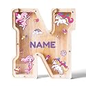 Personalized Wooden Letter Piggy Bank for Kids | Custom Name Alphabet Coin Bank A–Z | Money Saving Box for Boys and Girls | Birthday Gift for Children (N)