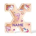 Personalized Wooden Letter Piggy Bank for Kids | Custom Name Alphabet Coin Bank A–Z | Money Saving Box for Boys and Girls | Birthday Gift for Children (X)