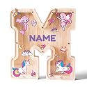 Personalized Wooden Letter Piggy Bank for Kids | Custom Name Alphabet Coin Bank A–Z | Money Saving Box for Boys and Girls | Birthday Gift for Children (M)