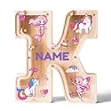 Personalized Wooden Letter Piggy Bank for Kids | Custom Name Alphabet Coin Bank A–Z | Money Saving Box for Boys and Girls | Birthday Gift for Children (K)
