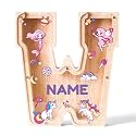 Personalized Wooden Letter Piggy Bank for Kids | Custom Name Alphabet Coin Bank A–Z | Money Saving Box for Boys and Girls | Birthday Gift for Children (W)
