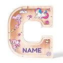 Personalized Wooden Letter Piggy Bank for Kids | Custom Name Alphabet Coin Bank A–Z | Money Saving Box for Boys and Girls | Birthday Gift for Children (C)