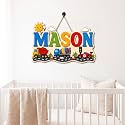 Personalized Wooden Name Sign for Boys Custom Vehicle Door Hanger Woodland