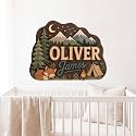 Personalized Woodland Name Sign Custom Wooden Nursery Decor Sign Art