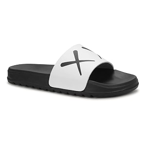 PERY-PAO Sliders Mens White Sky Blue Stylish