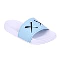 PERY-PAO Sliders Mens White Sky Blue Stylish