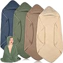 Peryiter 4 Pcs Muslin Hooded Baby Towels,Green