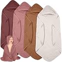 Peryiter 4 Pcs Muslin Hooded Baby Towels,Dark Color