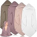 Peryiter 4 Pcs Muslin Hooded Baby Towels,Coffee