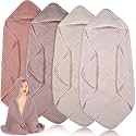 Peryiter 4 Pcs Muslin Hooded Baby Towels,Beige Series