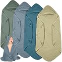 Peryiter 6 Pcs Muslin Hooded Baby Towels,Green Series