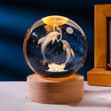 PESCA 3D Galaxy Crystal Ball Night Light - Dolphin Lamp, USB Powered LED Night Lamp (6 cm, Warm White)