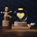 PESCA 3D Heart Cloud Crystal Ball Night Lamp Warm Light USB Charge Decorations Gifts Night Lamp (6 cm, HEART)