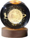 PESCA 3D Moon Crystal Ball Night Light,2.4 inch Glass Ball with Led Wood Base Lamp Night Lamp (6 cm, STAR WALK)