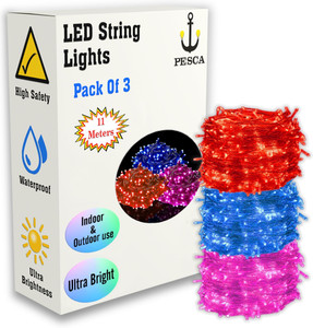 pesca 40 leds 11 m red blue pink steady string rice lights