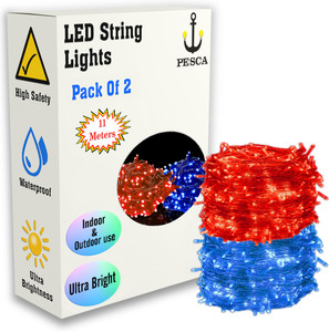 pesca 40 leds 11 m red blue steady string rice lights pack of 2