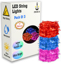 PESCA 40 LEDs 11 m Red, Blue, Pink Steady String Rice Lights