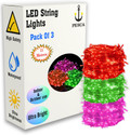 PESCA 40 LEDs 11 m Red, Green, Pink Steady String Rice Lights (Pack of 3)